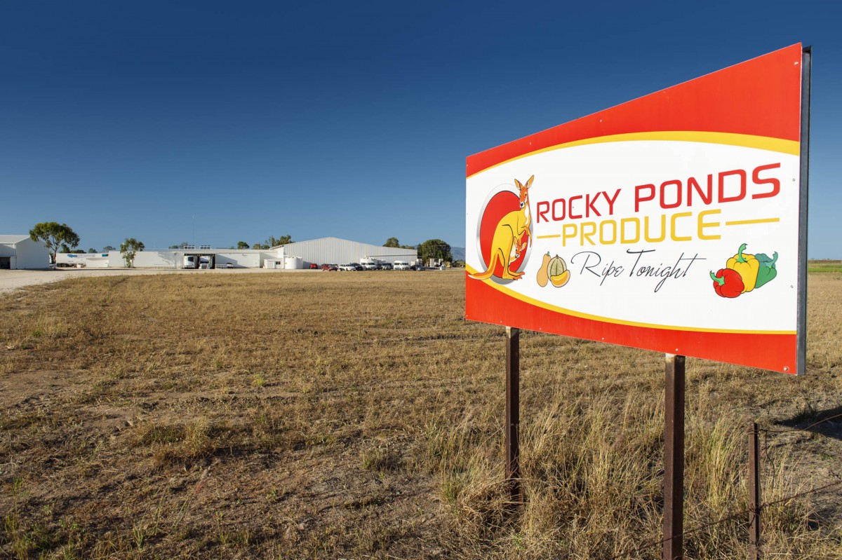 Rocky Ponds Produce Sign to Gumlu, Queensland