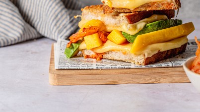 Toast with cheese and kimchi