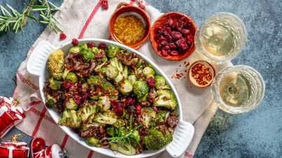 Roasted brussels sprouts and broccoli 