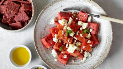 Watermelon and feta salad with zaatar