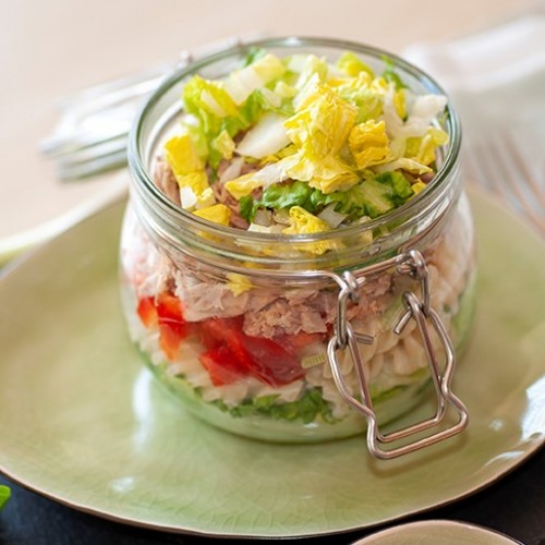 Salad in glass jar stock image. Image of lettuce, mixed - 50992379